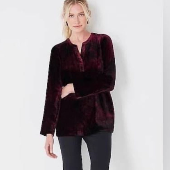 JJill Tye-Dyed Burgundy and black Velvet Tunic NEW with tags - Picture 1 of 8